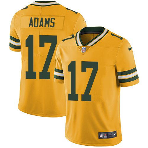 Men Green Bay Packers #17 Davante Adams Nike Yellow Limited Rush NFL Jersey